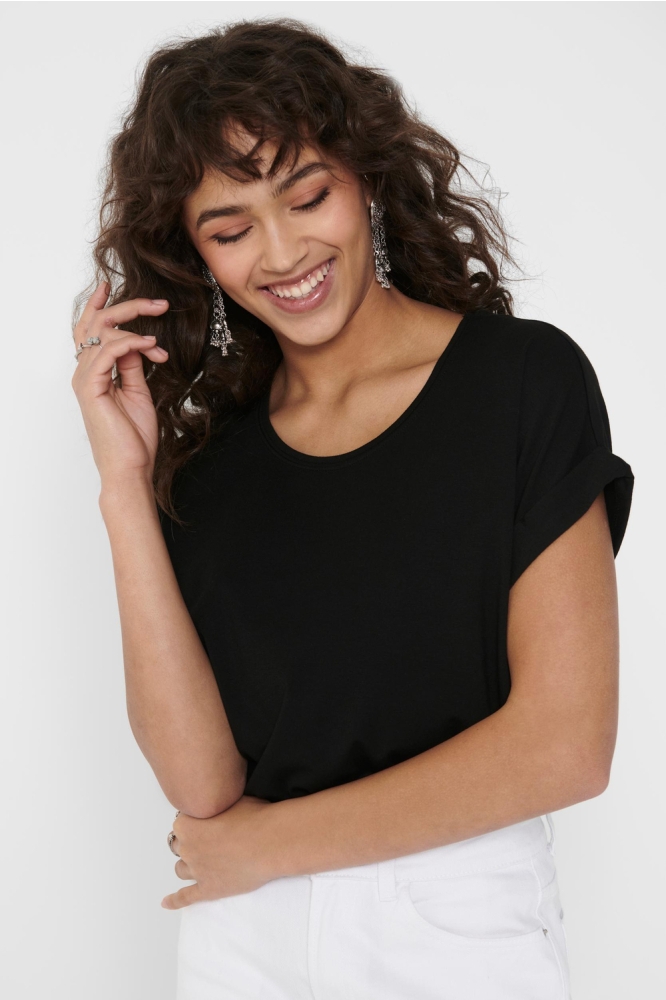 onlMOSTER S/S O-NECK TOP NOOS JRS 15106662 Black Solid